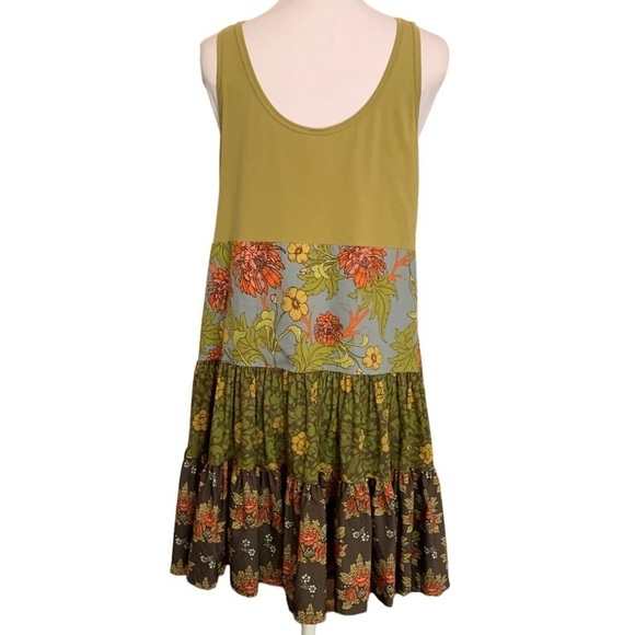 Matilda Jane Green Tiered Floral Patchwork Cottagecore Tank Cotton Dress Sz M - Picture 2 of 6